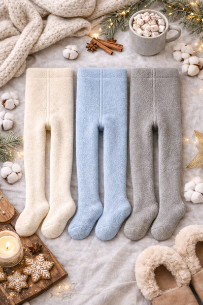 Pico Baby 3'lü Bebek & Çocuk Havlu Düz Renkli Külotlu Çorap