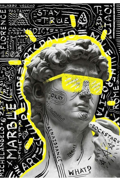 Nivendi Modern Sanat David Heykeli Kumaş Duvar Örtüsü Ev Dekorasyon Duvar Hal...