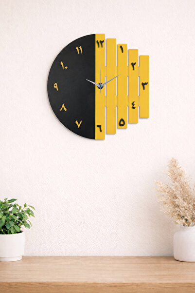 İnfigo Concept ساعة سحرية بأرقام عربية خشبية مقطوعة بالليزر (43 سم)