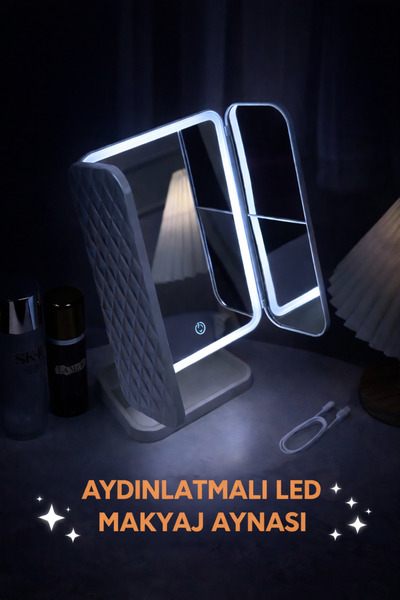 Weisre LED Işıklı Kapaklı Makyaj Aynası Çoklu ve Büyüteçli, Dokunmatik Kontrollü
