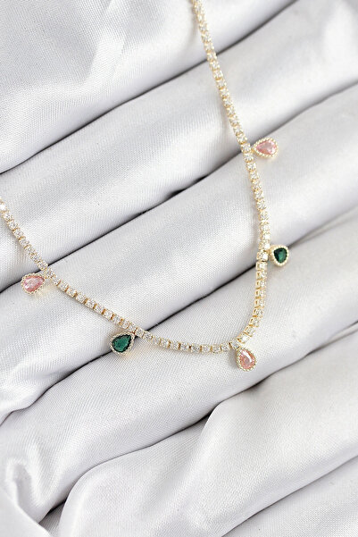 shopwave قلادة نسائية من النحاس الأصفر مرصعة بحجر الزركون على شكل قطرة ماء با...