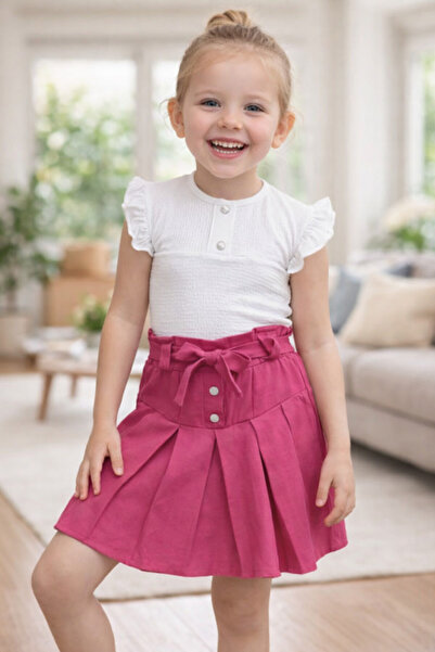 CALİSA Дівчача блузка з воланами та спідниця з поясом для дітей віком 2-7 років