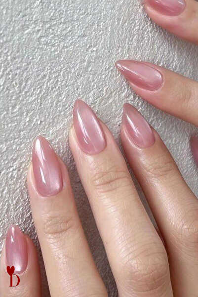 Dami Beauty 12'li Badem Pembe Kedi Gözü Takma Tırnak Set / Yapıştırıcılı