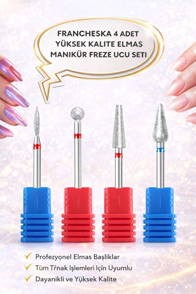 Francheska 4 Adet Favori Tırnak Freze Uçları Freze kesiciler Manikür Pedikür ...