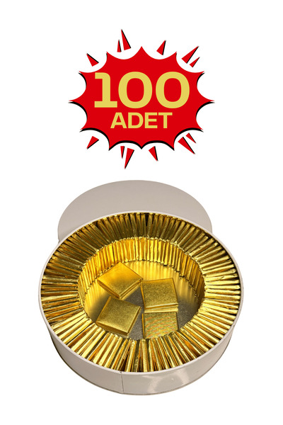 Bubi Çikolata Metal Kutuda Altın Sargılı Sütlü Madlen 100 Adet İkramlık Çikolata