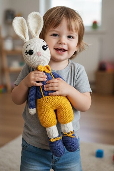 Ellayda Oyun ve Uyku Arkadaşı Oyuncak Tavşan Amigurumi Bebek Oyuncağı