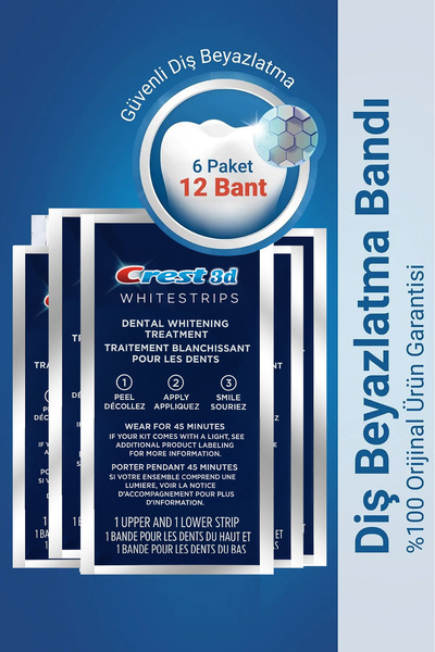 CREST 3d Whitestrips Dental Whitening Diş Beyazlatma Bantları 6 Paket (12 Bant)