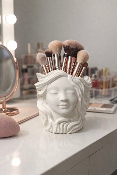 Homesinti Dekoratif Kadın Figürlü Kalemlik Makyaj Fırçası Organizeri Mini Sak...