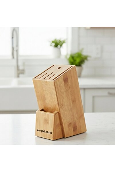 kamptek kamp teknolojisi KampTek Bambu Bıçaklık Standı Mutfak Tezgah Üstü Pro...