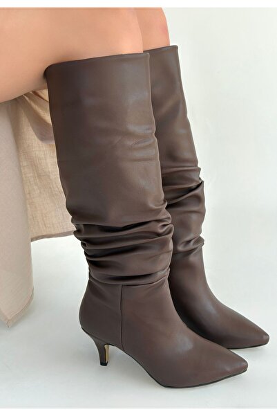 Zerenyus Brenda Premium smeđe čizme sa šiljatim vrhom i visokim potpeticama