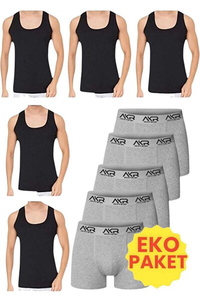 Modaley Giyim طقم فانلة وبوكسر 10 قطع عبوة اقتصادية 5 بوكسرات 5 فانلة