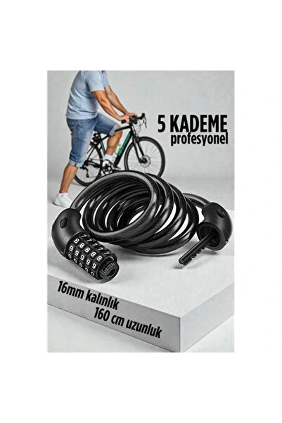 shopwave قفل دراجة مشفر بسمك 16 مم وطول 160 سم لسكوتر ودراجة نارية - كابل فولاذي