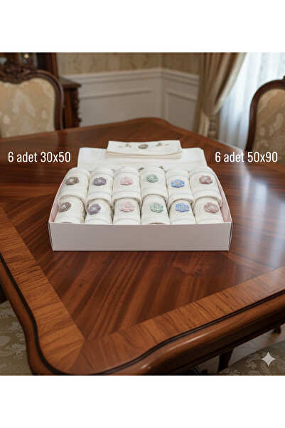 Fiesta Tekstil Duygu Bambu 12 Parça Analı Kızlı Havlu Seti