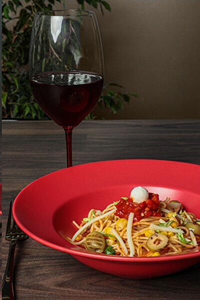 Keramika Ματ Κόκκινο Πιάτο Ζυμαρικών Delta 26 εκ