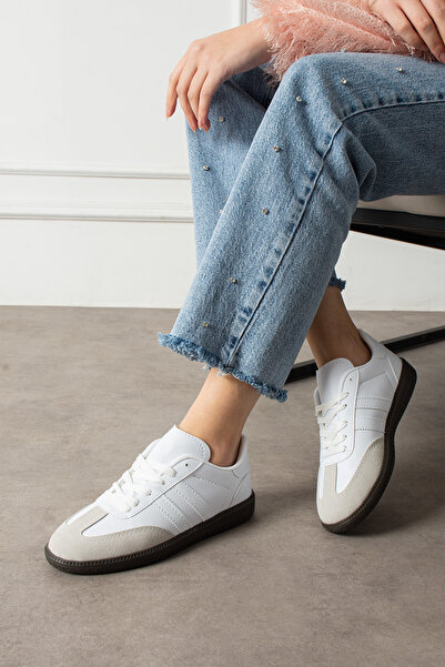 eformoda by emre yılmaz White Unisex Women's Men's Striped Comfortable Sole C...