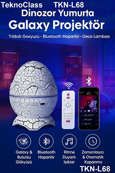 Jetcom Dinazor Yumurtası Şekilli Kumandalı Galaxy yıldızlı Gökyüzü Kablosuz B...