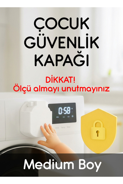 Beyaz Eşya Düğme Kilidi – Çocuk Güvenlik Kapağı - M Boy Beyaz Renk