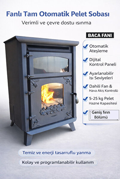 DESAN MAKİNA FANLI BÜYÜK FIRINLI PELET SOBASI EKO MAKSİ -F-24 KW