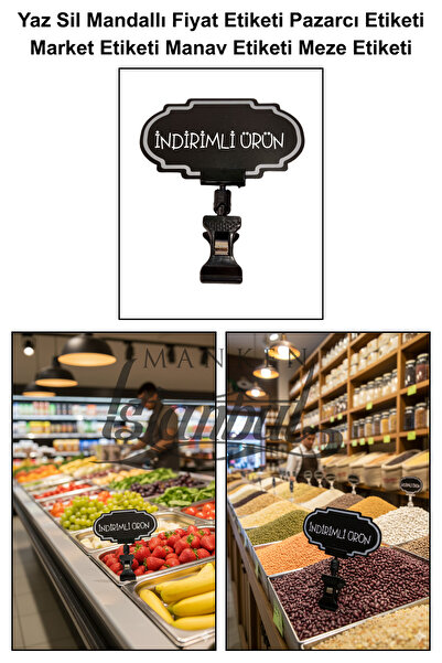 Manken İstanbul 50 Adet Yaz Sil Mini Boy Mandallı Fiyat Etiketi Pazarcı Etike...