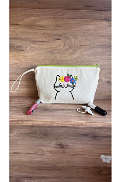 Handream Flower and Cat Hand Embroidery Makeup/Multi-Purpose/Gift Wallet