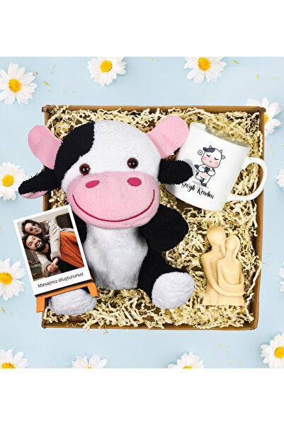 Pababo Sevimli İnek & Kupa & Sevgiliye Özel Mum & Polo Kart