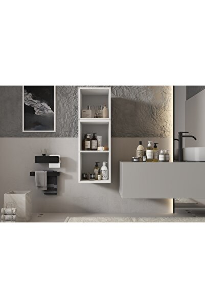 Nettrends Üç Bölmeli Duvar Tipi Beyaz Banyo Rafı BNY-1020