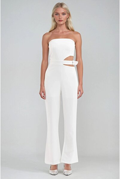 Lijuri Buy Belted Low-Cut and Flared Strapless Jumpsuit 1382 R5-D-K1