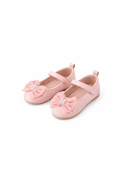 Superbaby Pantofiori roz pentru fetițe pentru primii pași, cu fundiță, perlut...