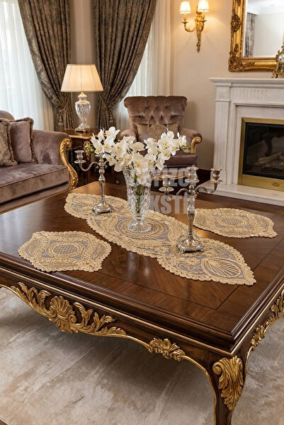 Çt Çeyizci Tekstil مجموعة غرفة المعيشة، غرفة نوم 3 قطعة مفرش طاولة القهوة، مف...