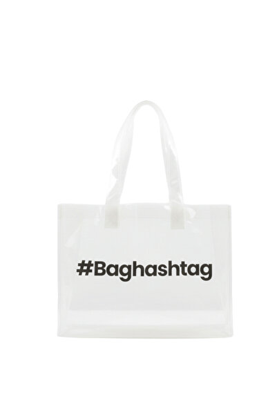 Baghashtag حقيبة شاطئ بيضاء شفافة