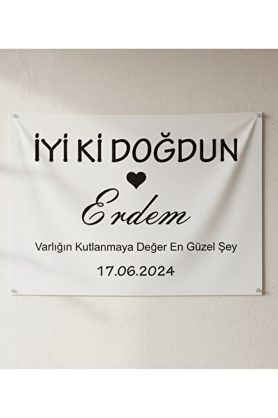Parakini 80x120 cm Kişiye Özel Doğum Günü Happy Birthday Duvar Örtüsü Duvar Y...