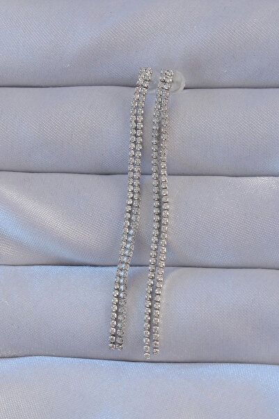 shopwave أقراط نحاسية فضية اللون بحجر الزركون ونموذج الممر المائي