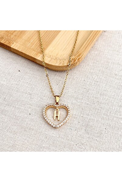 Siya Silver Zirkon Taşlı Kalpli Harfli Kolye - Hediye Kutulu