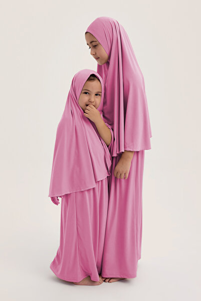 ALLNOORKİDS Islamic Children's Two-Piece Prayer Set Pink