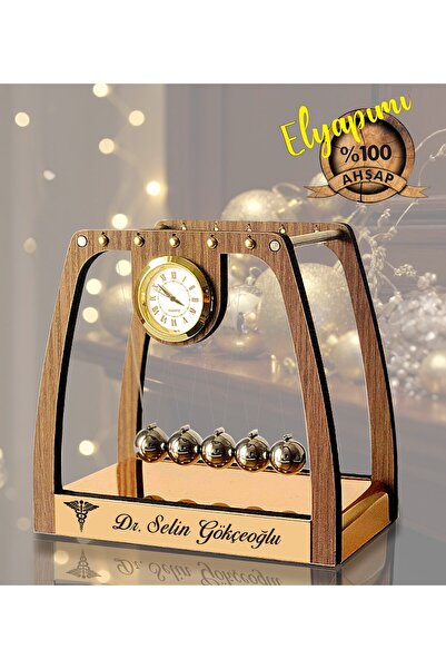MİNYATİK KİŞİYE ÖZEL el yapımı ahşap premium Newton Denge TOPU - Tiktop saatl...