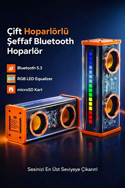 SepetteX Yüksek Ses Kaliteli Taşınabilir Hoparlör 5.0 Bluetooth TWS Stereo ka...