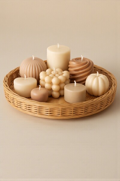 Joujou El Yapımı Rustik Rattan Tepsi – 33 cm Çap | Doğal Rattan Dekoratif Servis