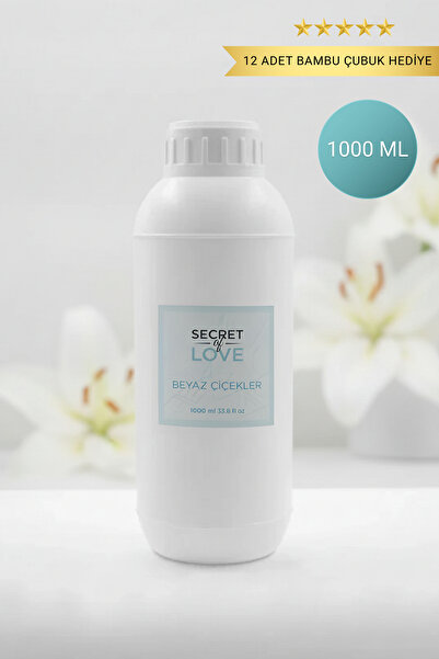 SECRET OF LOVE Premium 1 Litre Beyaz Çiçekler Oda Kokusu, Oto/Araç Kokusu, Ot...
