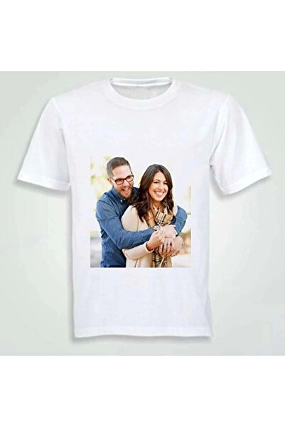DA&TE BASKI Kişiye Özel Fotoğraf Baskılı Beyaz T-shirt Çocuk-yetişkin