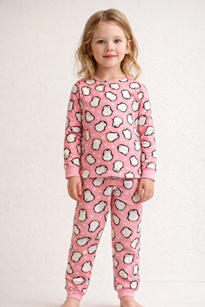 Katia&Bony Children's Penguin Printed Pajama Set Pink