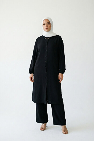 şuranur قميص تونيك مناسب للحجاب مع طقم ياقة وأزرار طويلة 2XL-6XL