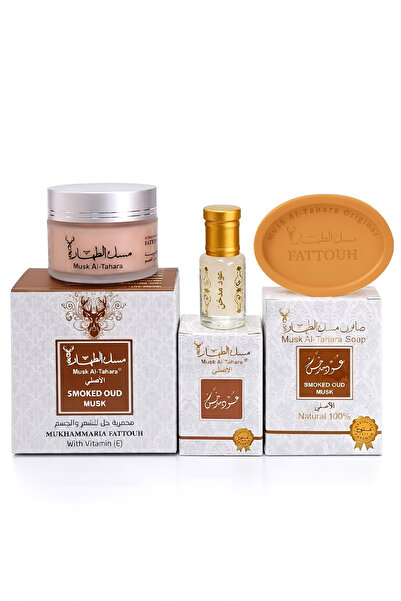 MUSK AL TAHARA 3 عبوات من منتجات المسك المدخن: مسك 6 مل، صابون 50 جرام، زجاجة...