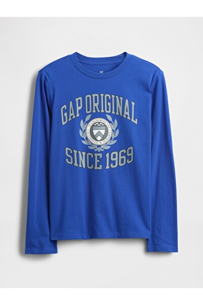 GAP Erkek Çocuk Kobalt Mavisi Logo T-Shirt