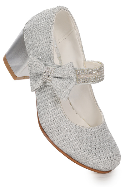Kiko Kids Silver Ballerina Heeled Shoes for Girls