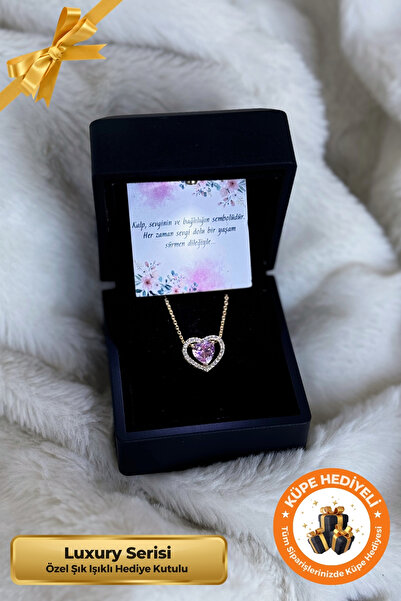 Lucente Jewellery Işıklı Hediye Kutulu Taşlı Kalp Aşk 925 Ayar Gümüş Kaplama ...