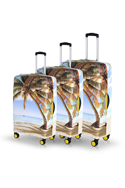 hızlıvaliz مجموعة من 3 أغطية لحقائب السفر الخاصة بي - واقي حقيبة السفر (النخيل)