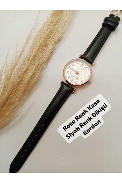 LA BOSS Minimal Design - Black Color Cord - Round Dial Case - Rose Case Women...