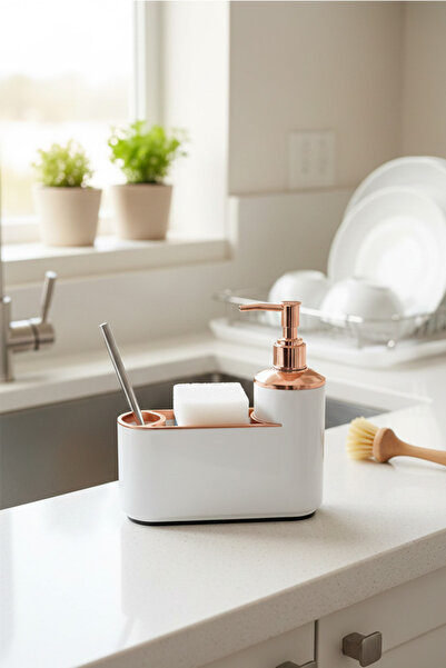 adresiburasi Kosova Sıvı Sabunluk Seti 3 Bölmeli Elegans Serisi Beyaz