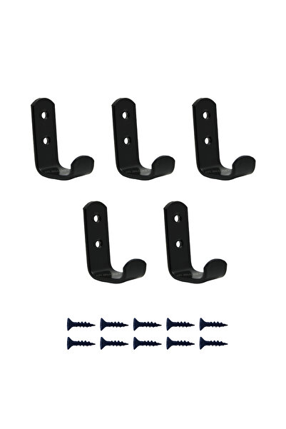 MR.BRACKET 5 ad. Çelik Portmanto Askısı 30mm Siyah - Vestiyer Duvar Elbise As...