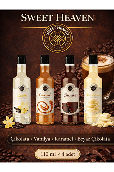 Sweet Heaven 4'lü Karışık Kahve Ve Kokteyl Şurubu 4x110ml (BEYAZ ÇİKOLATA ,KA...